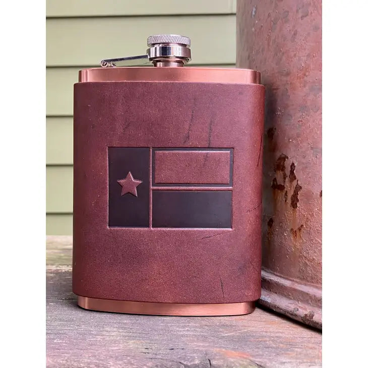 Texas Flag Leather Wrapped Flasks [2 Colors]