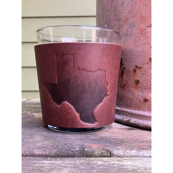 Whiskey Glass & Leather Koozi Set [Texas]