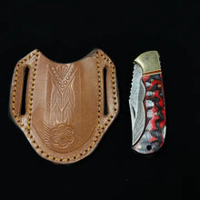 Load image into Gallery viewer, Titan Damascus Steel Red Pocket Knife