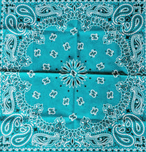 Load image into Gallery viewer, Turquoise Paisley Bandana
