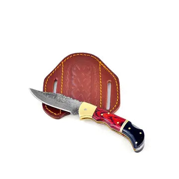Titan Damascus Steel Holiday Seas Pocket Knife