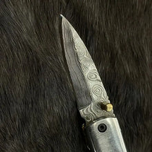 Load image into Gallery viewer, Titan Damascus Steel Azureglide Turquoise Pocket Knife
