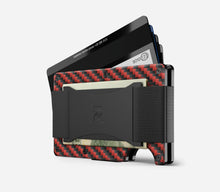 Load image into Gallery viewer, Ridge Red Carbon Fiber 3K Dual Money Clip &amp; Cash Strap Wallet
