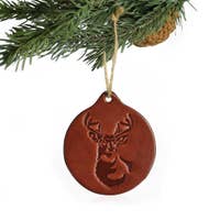 White Tailed Deer Leather Ornament
