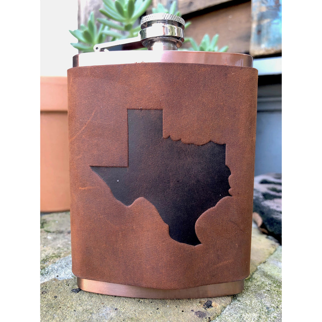 Texas State Leather Wrapped Flasks [2 Colors]