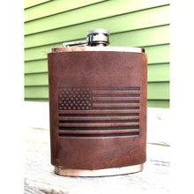 Load image into Gallery viewer, American Flag Leather Wrapped Flasks [2 Colors]
