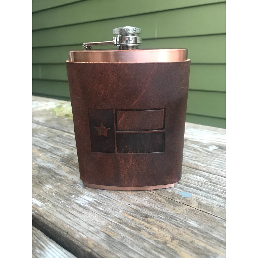 Texas Flag Leather Wrapped Flasks [2 Colors]