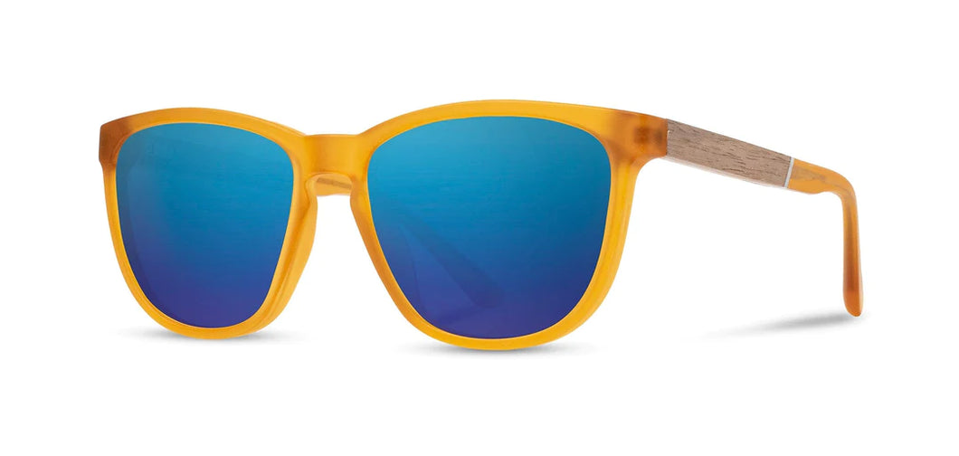 Arrowcrest Sunglasses [Matte Orange/Walnut + Polarized Blue Lenses]