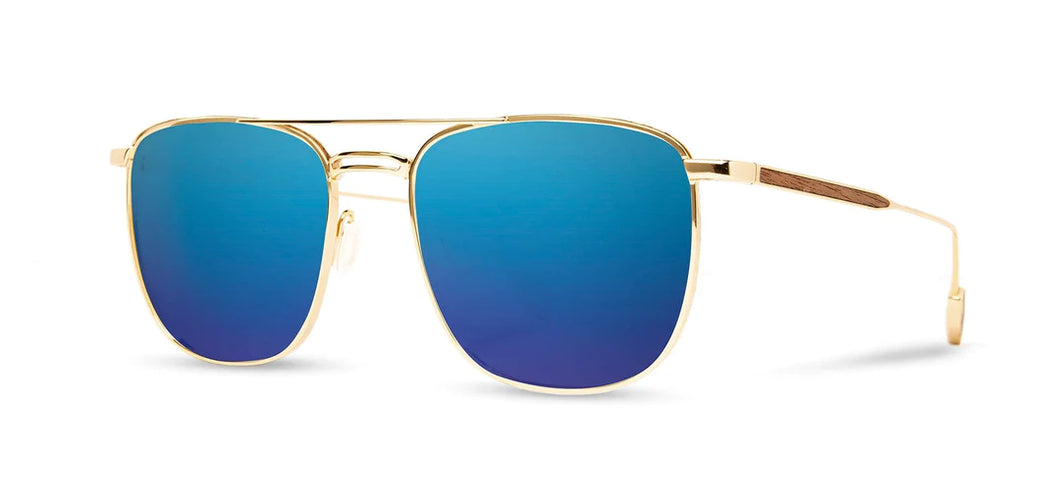 Ashland Sunglasses [Gold/Walnut + Polarized Blue Lense]
