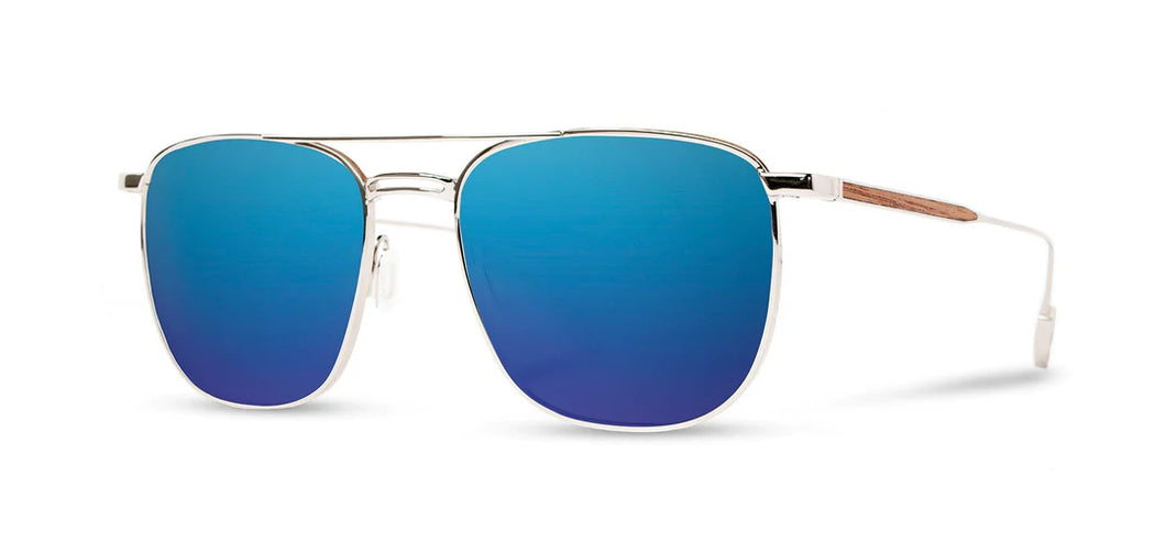 Ashland Sunglasses [Silver/Walnut + Polarized Blue Lense]
