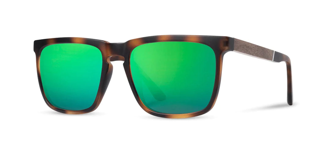Ridge Basic Sunglasses [Matte Tortoise/Walnut + Polarized Green HD Lenses]