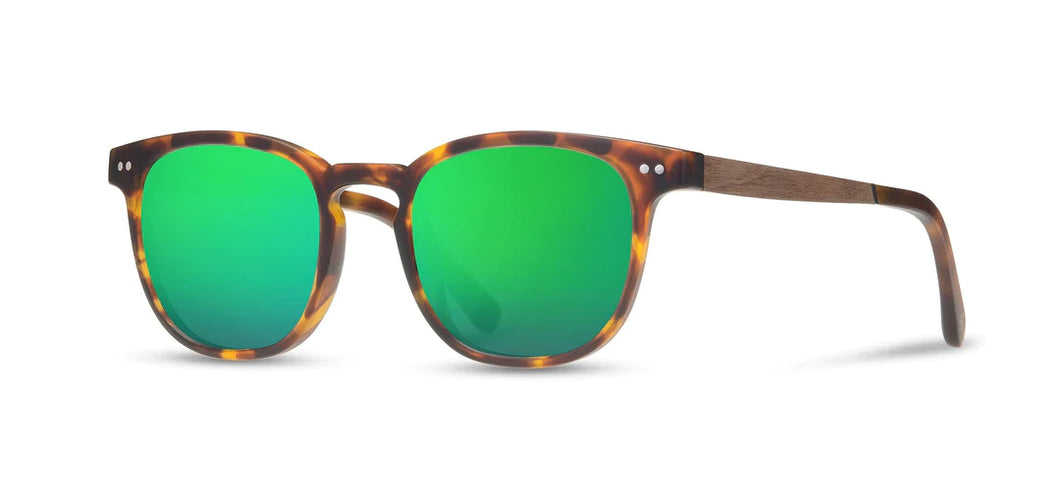 Topo Basic Sunglasses [Matte Tortoise/Walnut + Polarized Green Lenses]